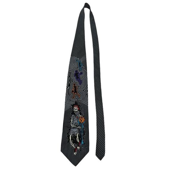 Skullman For MPB Greg Spiers Skeleton Basketball Vintage Necktie Rare Halloween - Picture 2 of 6